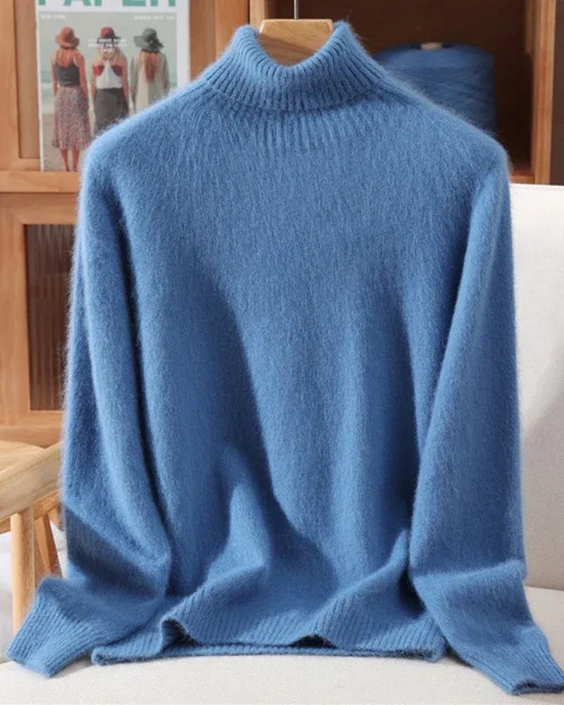 Pullover Damen 100% Mink Kaschmir – Warmer Rollkragenpullover für Herbst und Winter