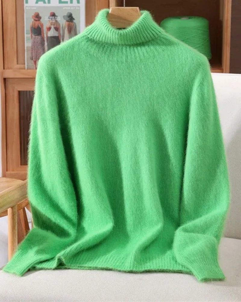 Pullover Damen 100% Mink Kaschmir – Warmer Rollkragenpullover für Herbst und Winter