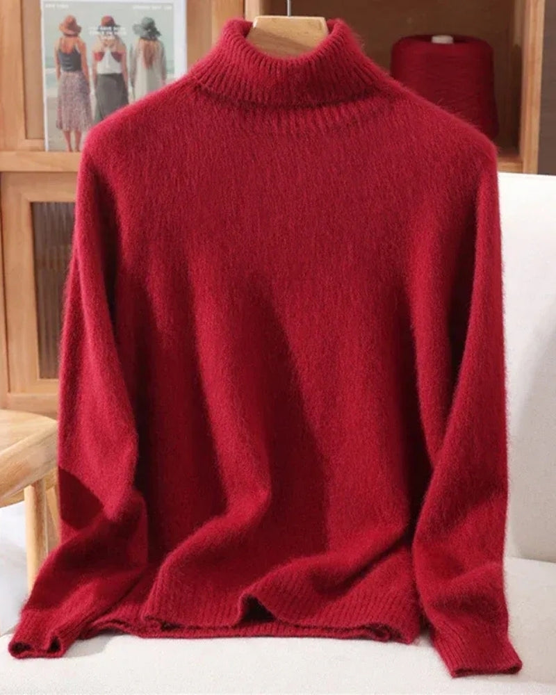 Pullover Damen 100% Mink Kaschmir – Warmer Rollkragenpullover für Herbst und Winter