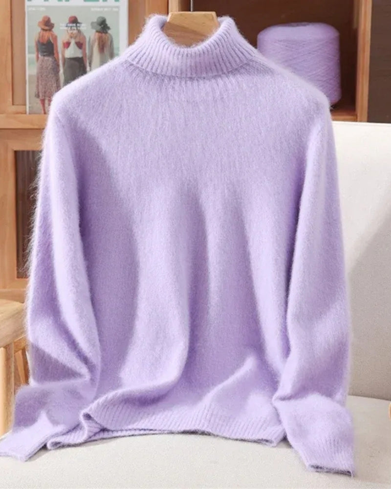 Pullover Damen 100% Mink Kaschmir – Warmer Rollkragenpullover für Herbst und Winter