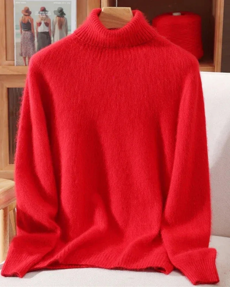 Pullover Damen 100% Mink Kaschmir – Warmer Rollkragenpullover für Herbst und Winter