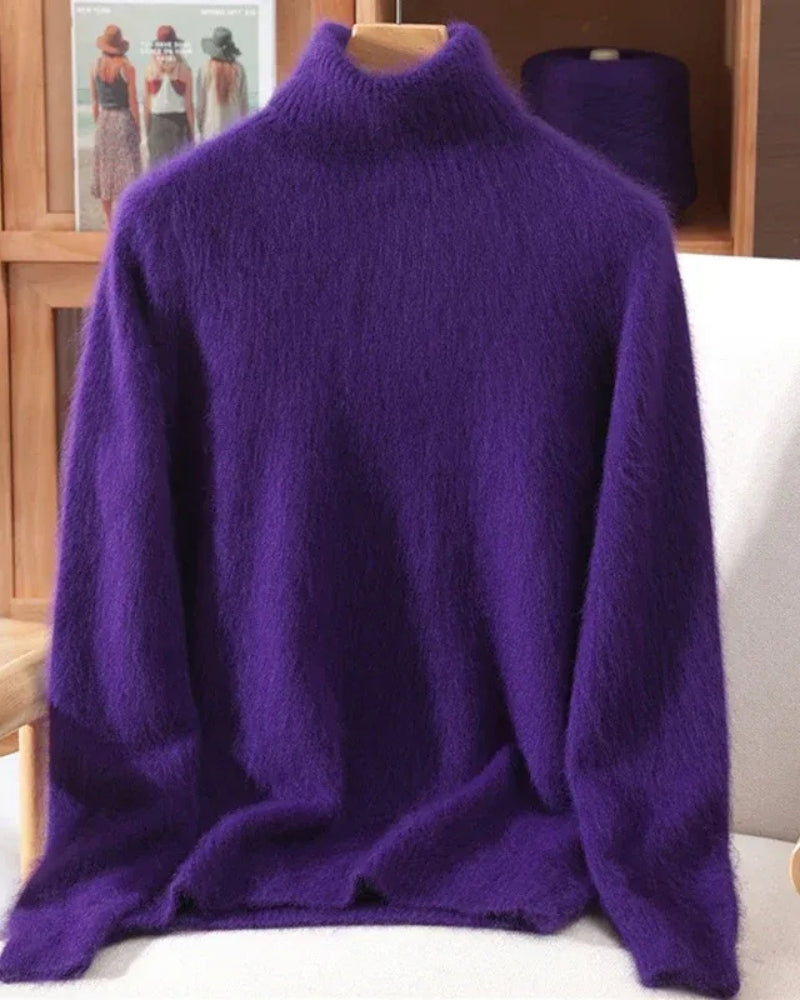 Pullover Damen 100% Mink Kaschmir – Warmer Rollkragenpullover für Herbst und Winter