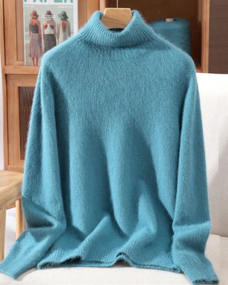 Pullover Damen 100% Mink Kaschmir – Warmer Rollkragenpullover für Herbst und Winter
