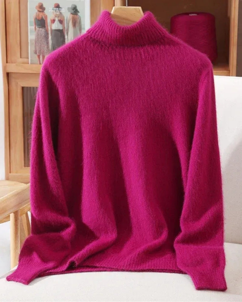 Pullover Damen 100% Mink Kaschmir – Warmer Rollkragenpullover für Herbst und Winter