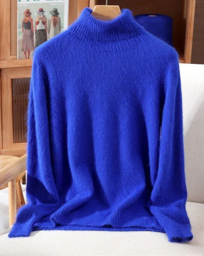 Pullover Damen 100% Mink Kaschmir – Warmer Rollkragenpullover für Herbst und Winter