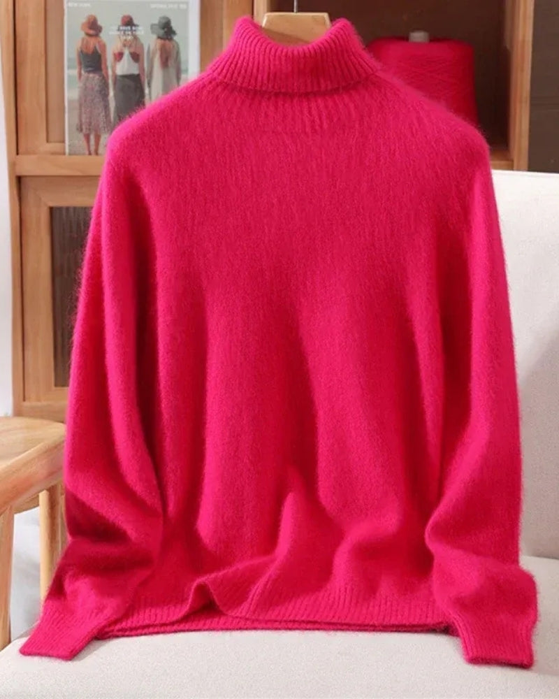 Pullover Damen 100% Mink Kaschmir – Warmer Rollkragenpullover für Herbst und Winter