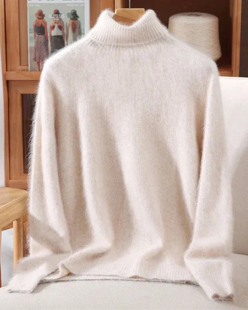 Pullover Damen 100% Mink Kaschmir – Warmer Rollkragenpullover für Herbst und Winter