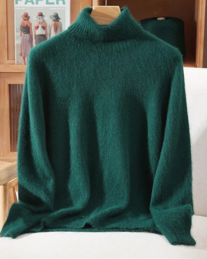 Pullover Damen 100% Mink Kaschmir – Warmer Rollkragenpullover für Herbst und Winter