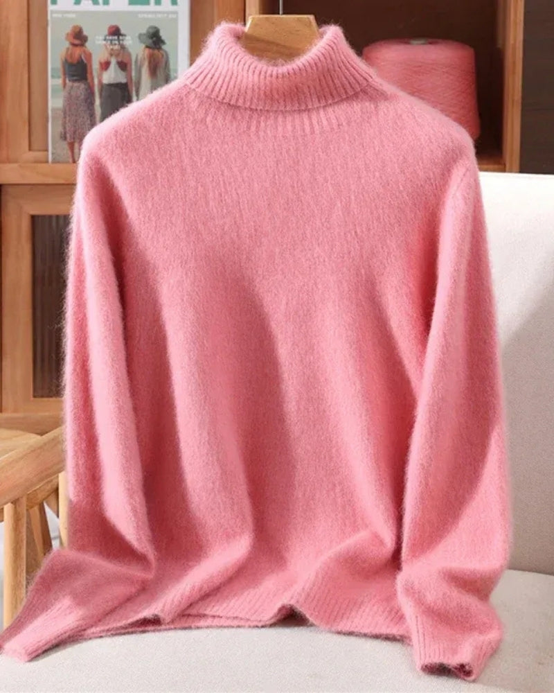 Pullover Damen 100% Mink Kaschmir – Warmer Rollkragenpullover für Herbst und Winter