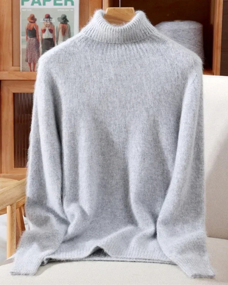 Pullover Damen 100% Mink Kaschmir – Warmer Rollkragenpullover für Herbst und Winter