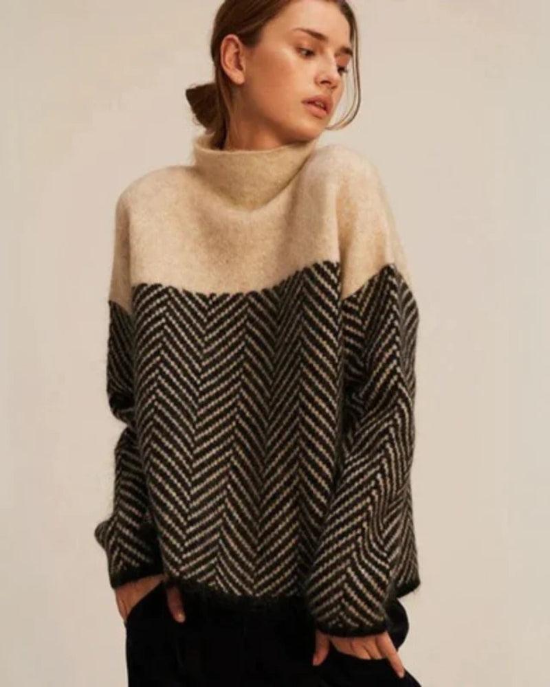 Pullover Damen – Klassischer Rollkragen mit modernem Muster