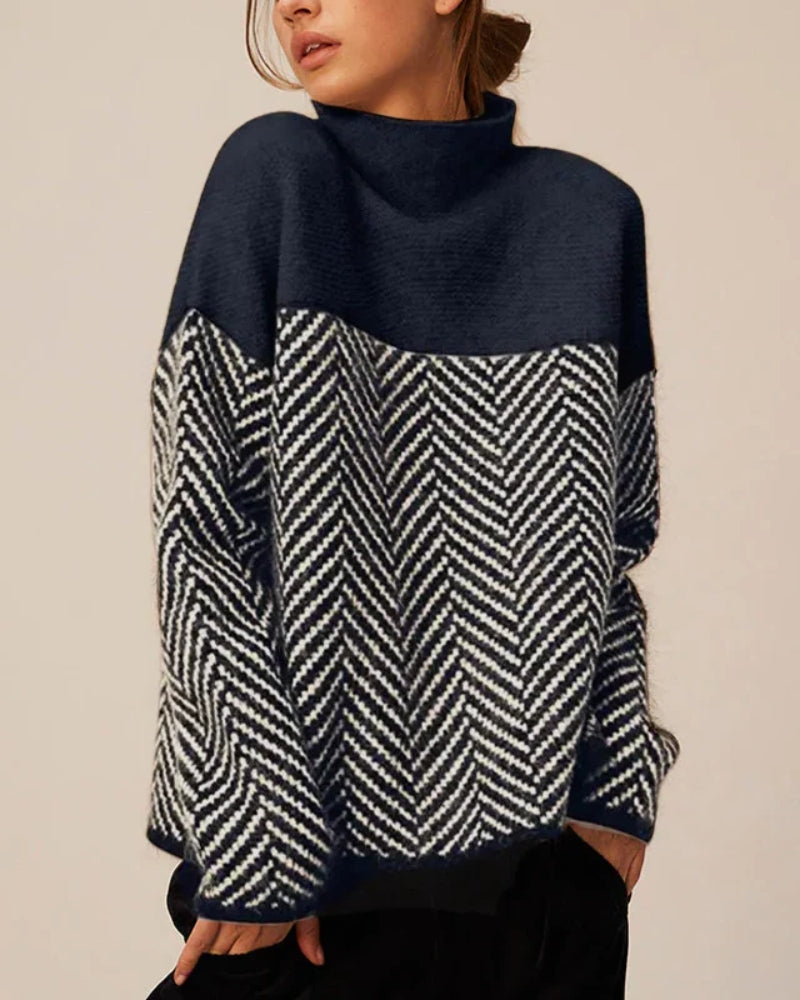 Pullover Damen – Klassischer Rollkragen mit modernem Muster