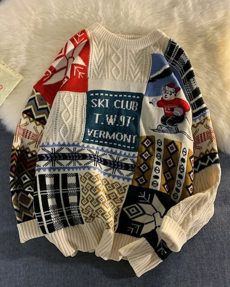 Pullover Weihnachten Damen – Bunter Strick mit Festlichem Motiv