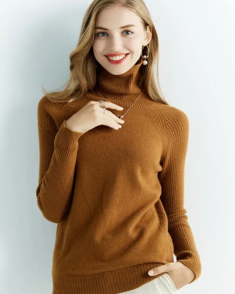 Rollkragenpullover Damen – Pullover aus 100% Merinowolle für Herbst und Winter