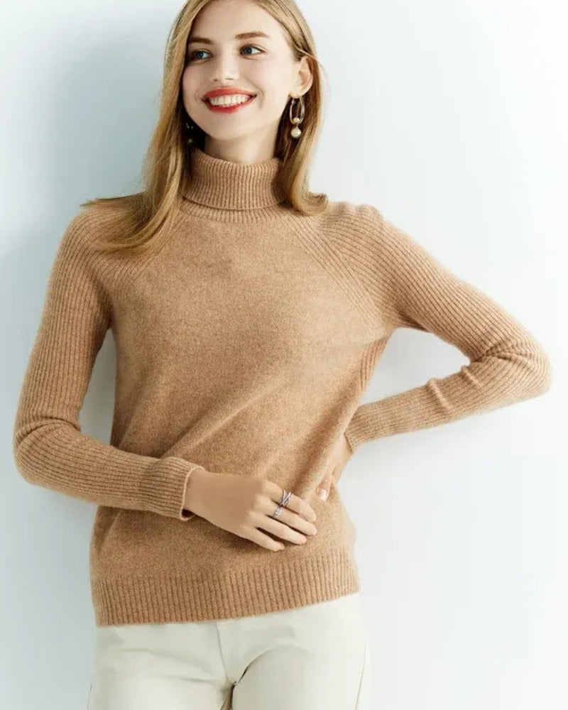 Rollkragenpullover Damen – Pullover aus 100% Merinowolle für Herbst und Winter