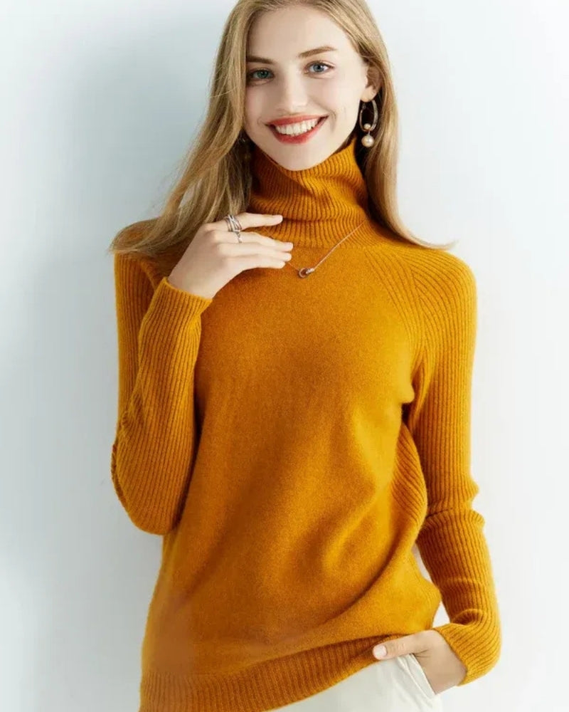 Rollkragenpullover Damen – Pullover aus 100% Merinowolle für Herbst und Winter