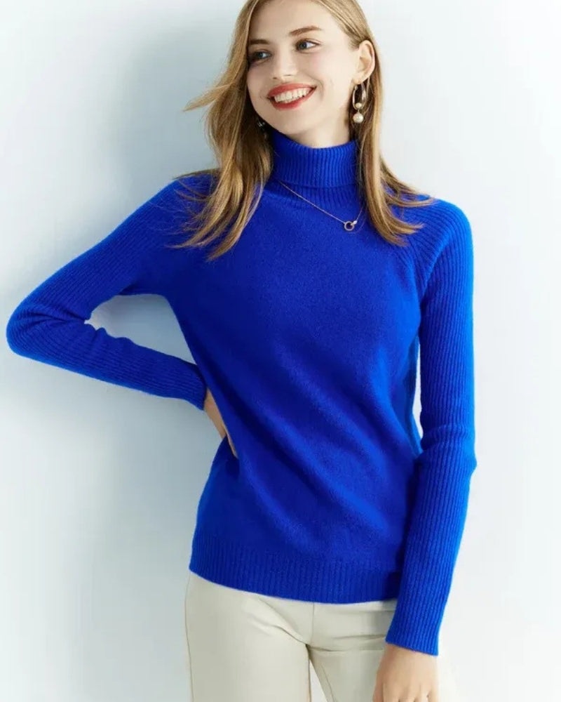 Rollkragenpullover Damen – Pullover aus 100% Merinowolle für Herbst und Winter