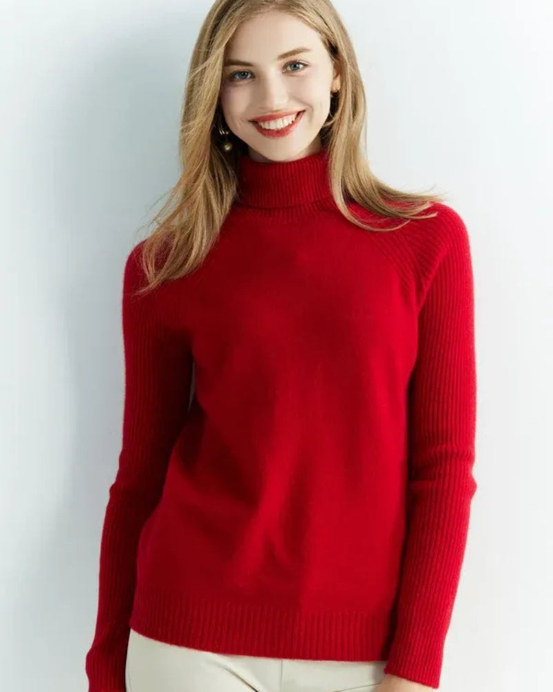 Rollkragenpullover Damen – Pullover aus 100% Merinowolle für Herbst und Winter