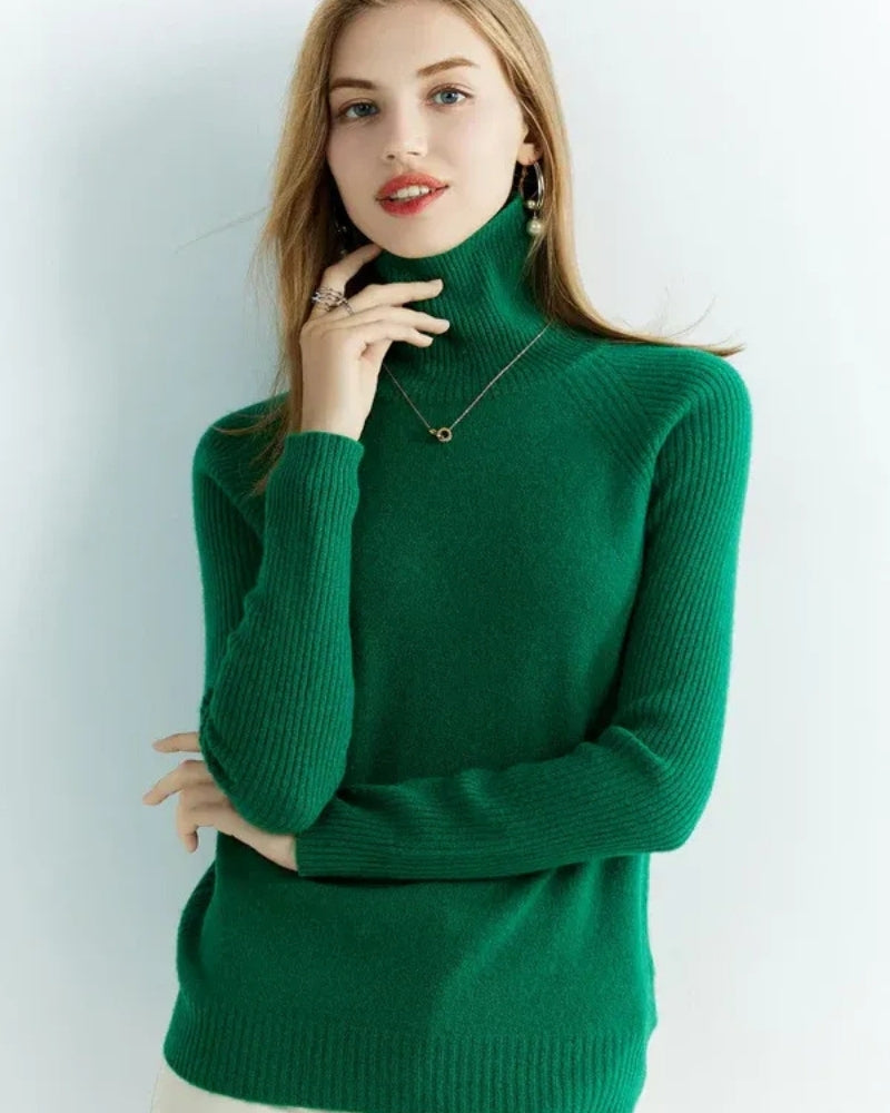 Rollkragenpullover Damen – Pullover aus 100% Merinowolle für Herbst und Winter