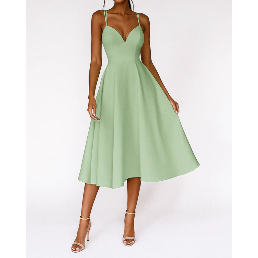 Rosalie | Damen Midi Kleid Für Hochzeitsgast Mit Trägern