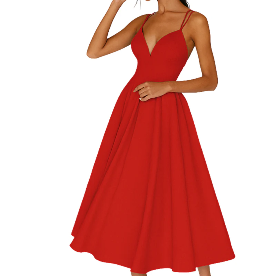Rosalie | Damen Midi Kleid Für Hochzeitsgast Mit Trägern
