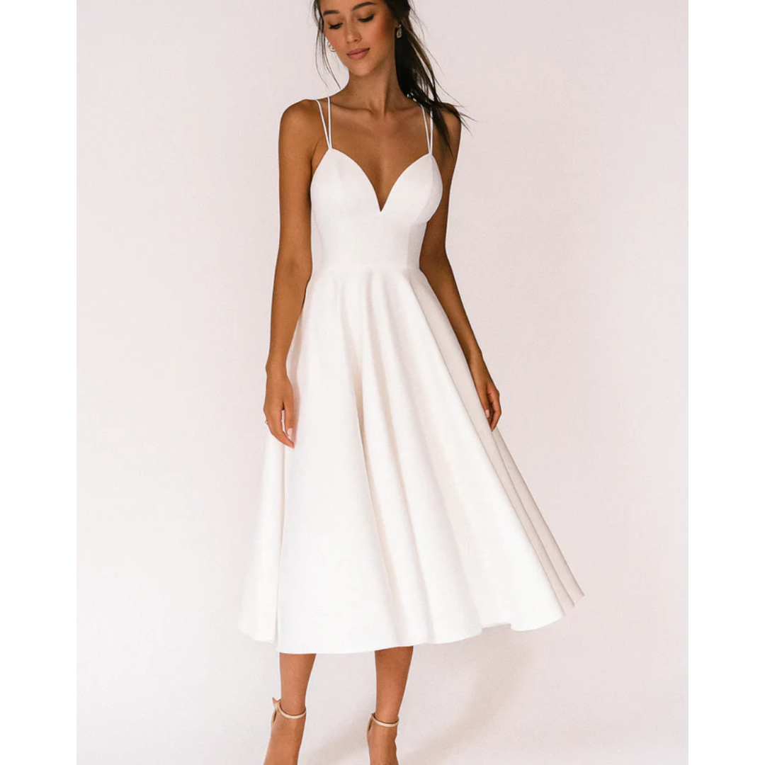 Rosalie | Damen Midi Kleid Für Hochzeitsgast Mit Trägern