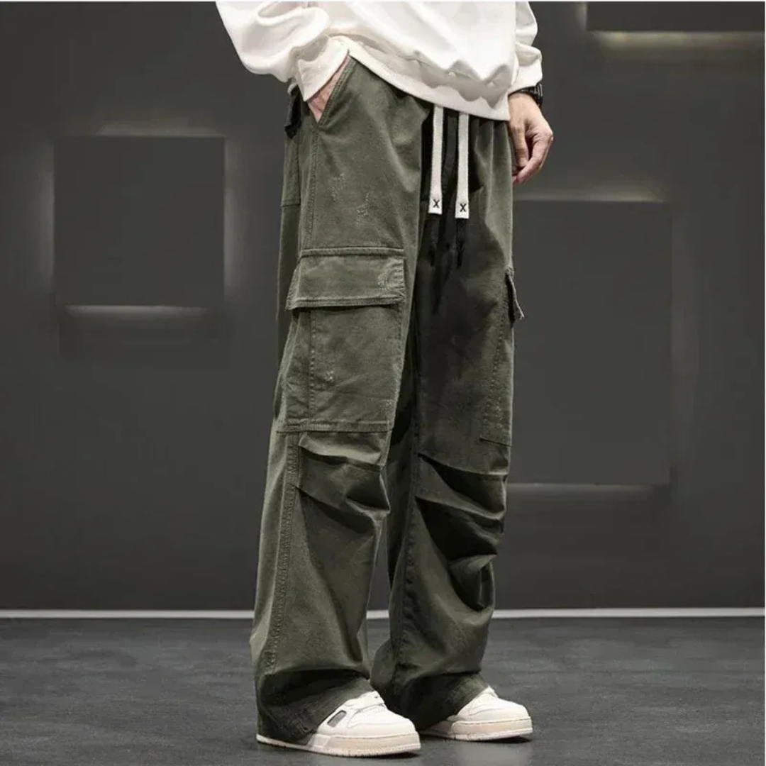 Ruben | Herren Cargohose Weit Kordelzug Casual Modern