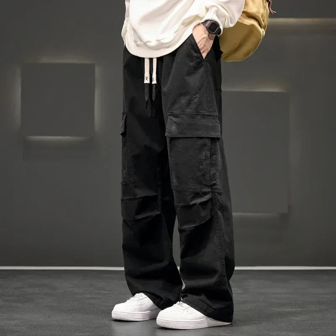 Ruben | Herren Cargohose Weit Kordelzug Casual Modern