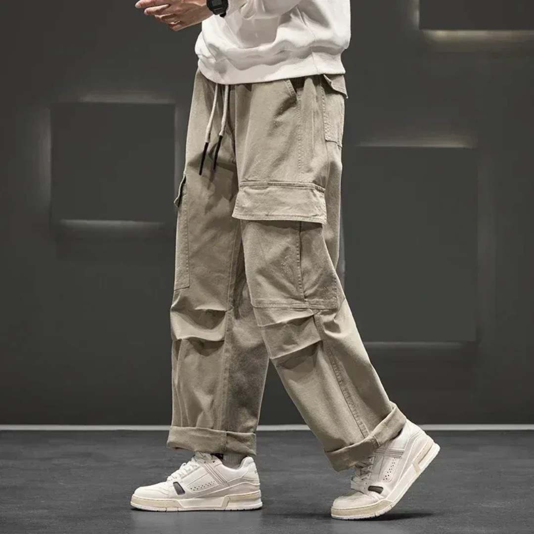 Ruben | Herren Cargohose Weit Kordelzug Casual Modern