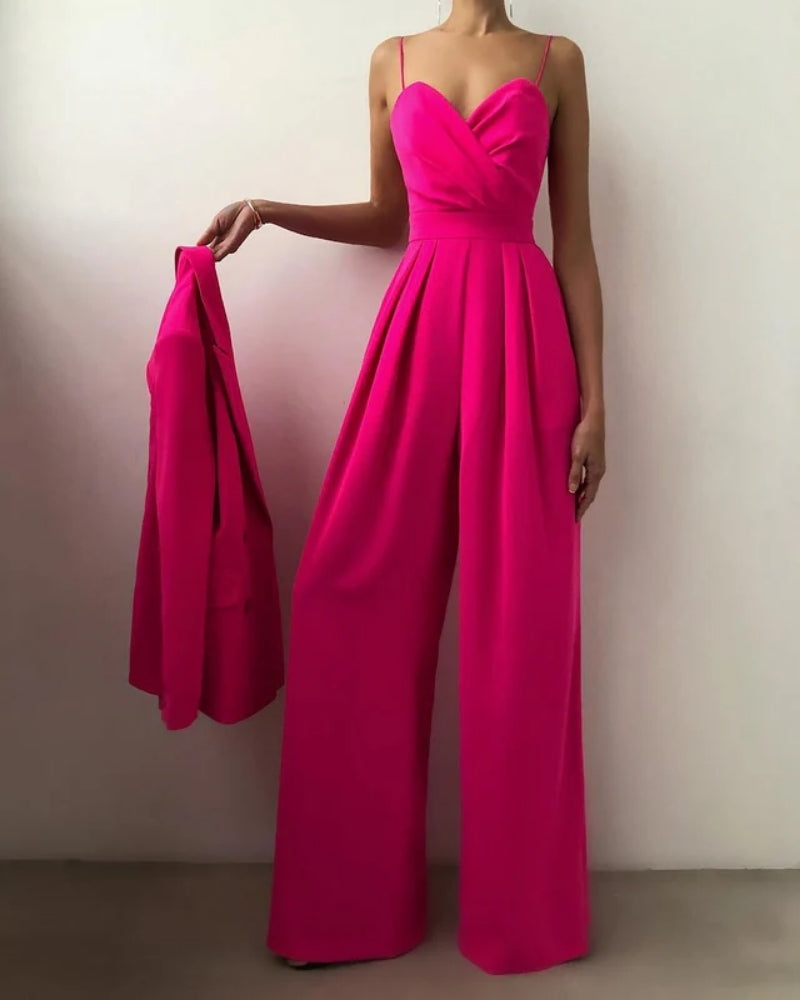 Rückenfreier Jumpsuit - Damen Outfit mit Spaghetti-Träger Stil