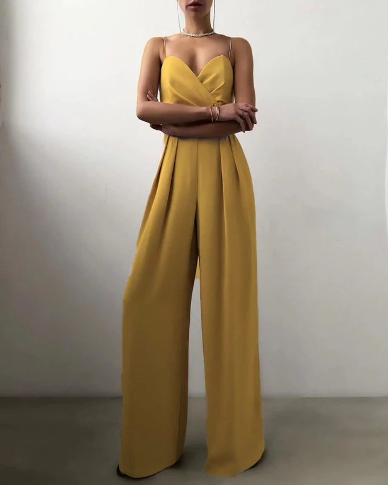 Rückenfreier Jumpsuit - Damen Outfit mit Spaghetti-Träger Stil