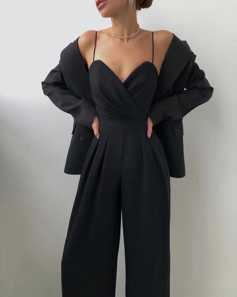 Rückenfreier Jumpsuit - Damen Outfit mit Spaghetti-Träger Stil