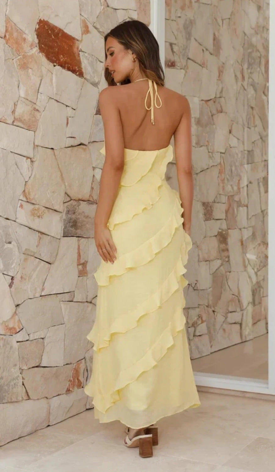 Rüschen-Maxikleid - Langer Stil mit fließender Silhouette für Veranstaltungen