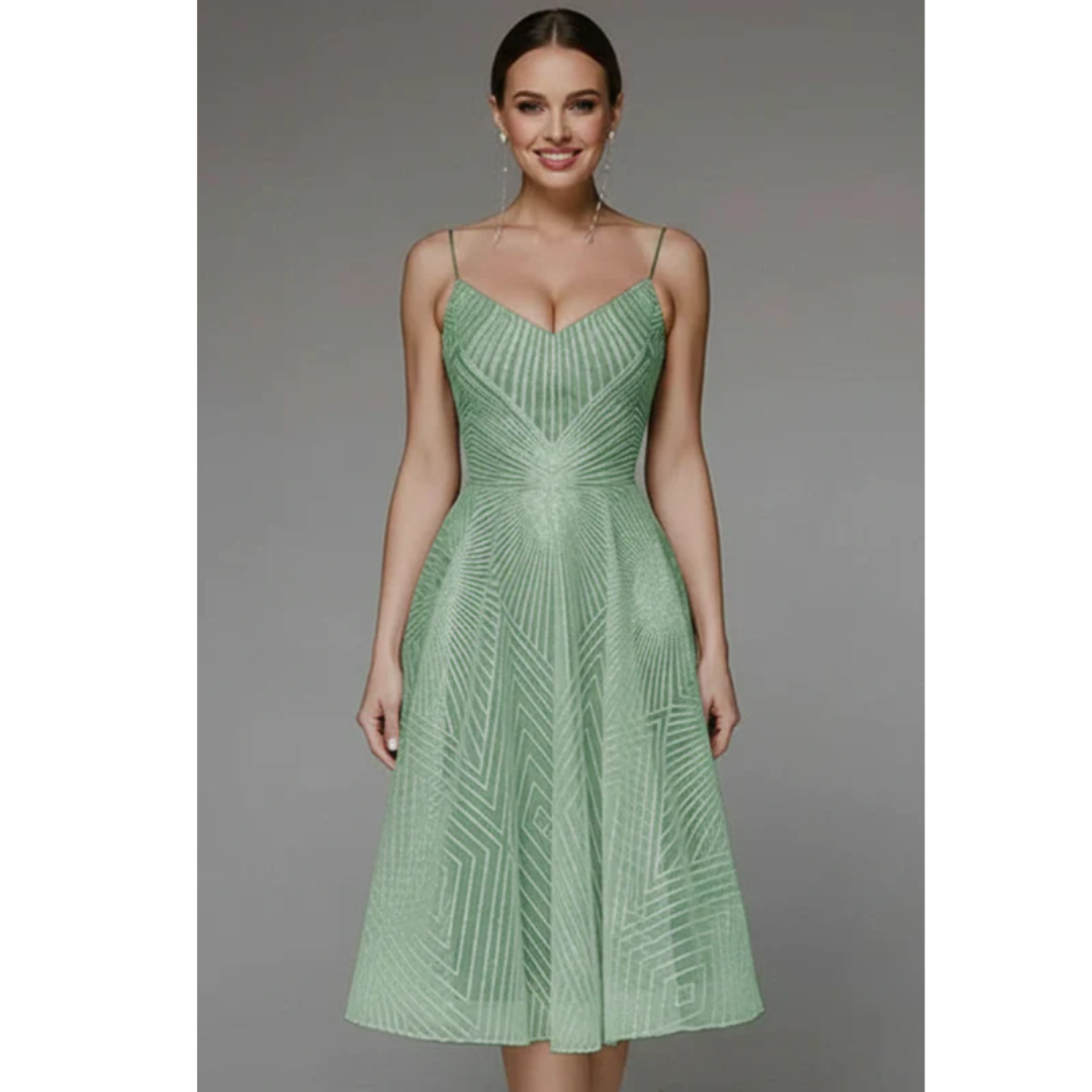 Sabina | Damen Midikleid Mit Spaghettiträgern Für Sommer