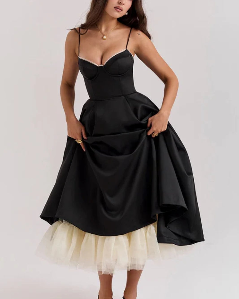 Satinkleid Damen – Langes Abendkleid aus Satin für Festliche Anlässe