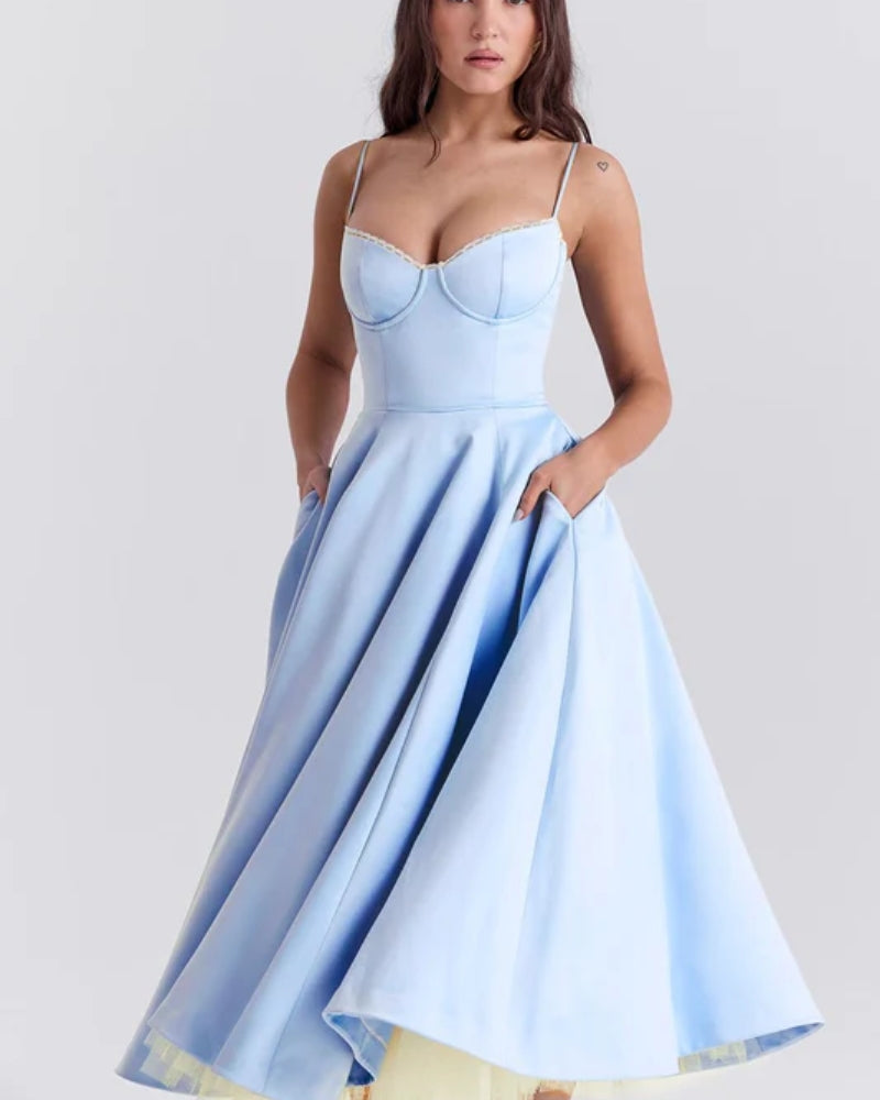 Satinkleid Damen – Langes Abendkleid aus Satin für Festliche Anlässe