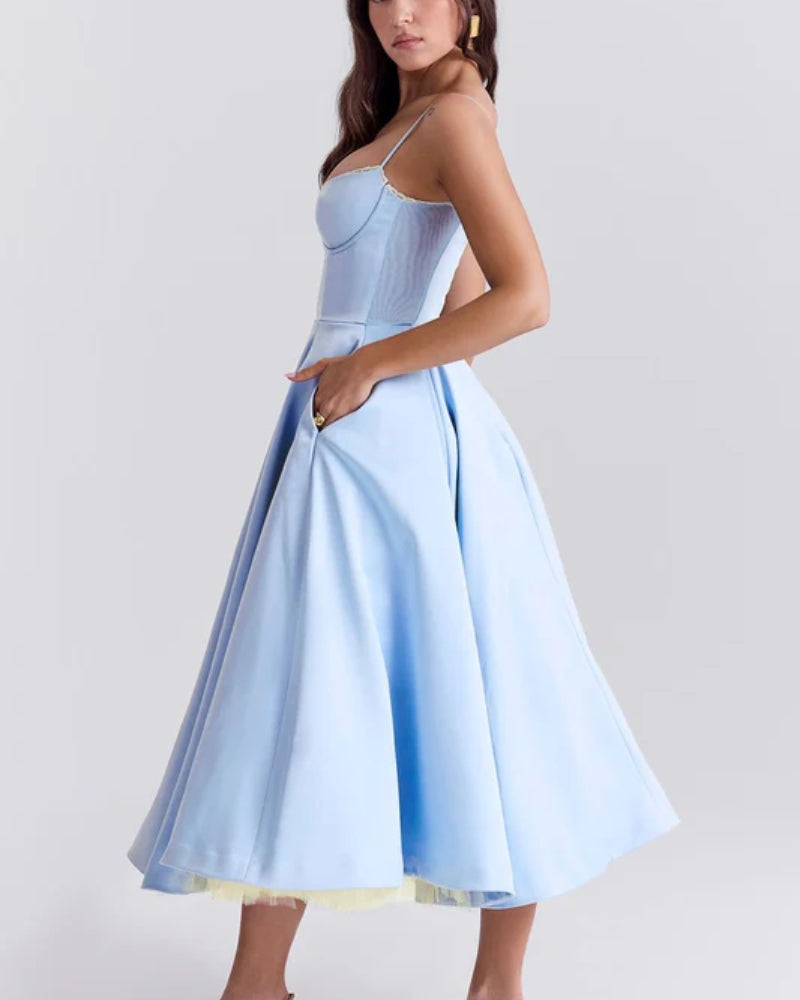 Satinkleid Damen – Langes Abendkleid aus Satin für Festliche Anlässe