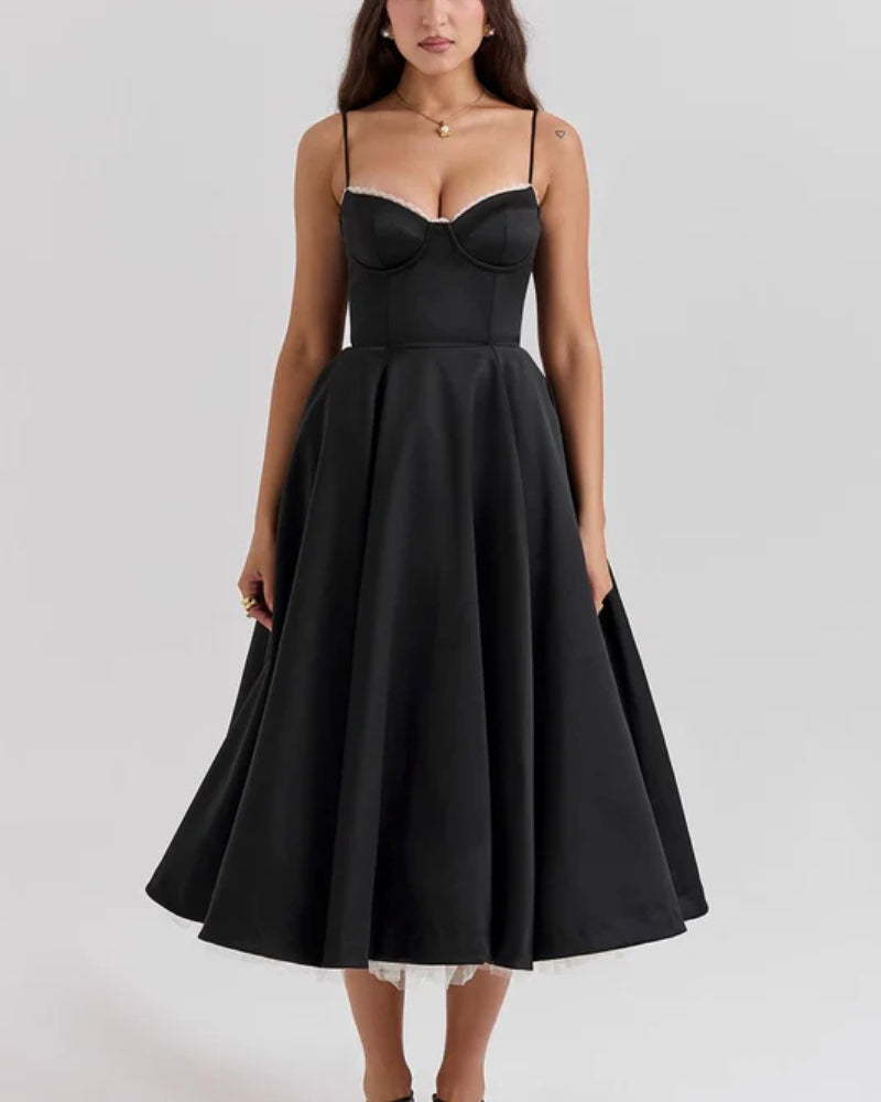 Satinkleid Damen – Langes Abendkleid aus Satin für Festliche Anlässe