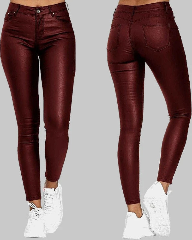 Schwarze Stretch-Hose in Lederoptik – Unisex Skinny Style für Casual oder Formal