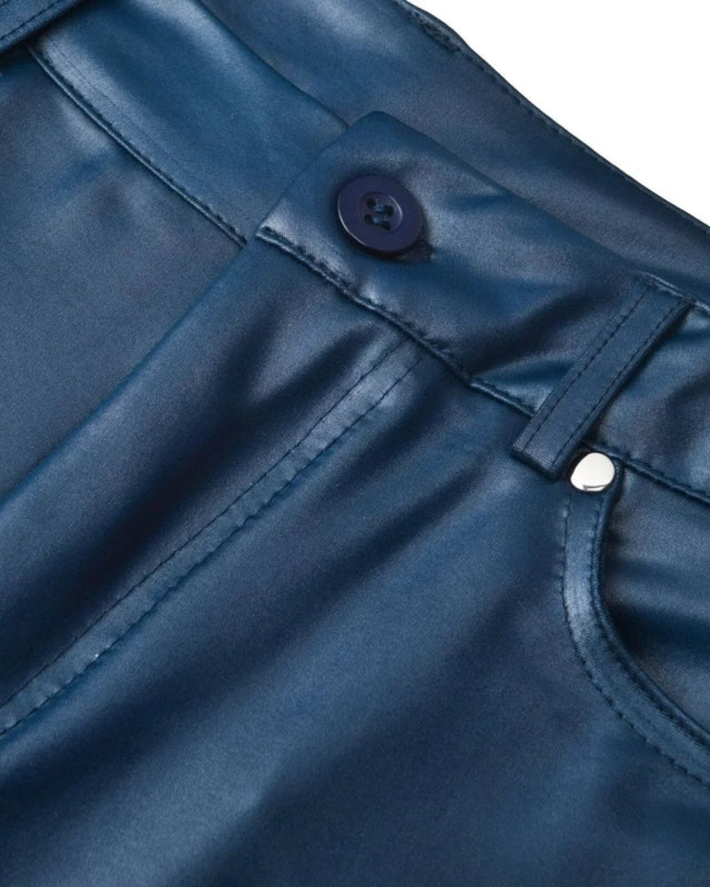 Schwarze Stretch-Hose in Lederoptik – Unisex Skinny Style für Casual oder Formal