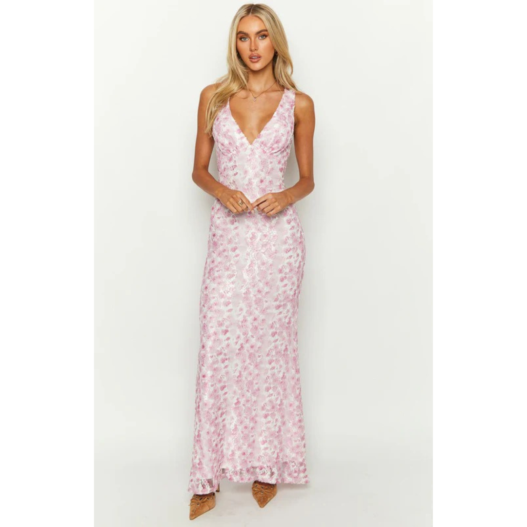 Sigrid | Damen Maxi Kleid Für Hochzeitsgast Mit Blumenmuster