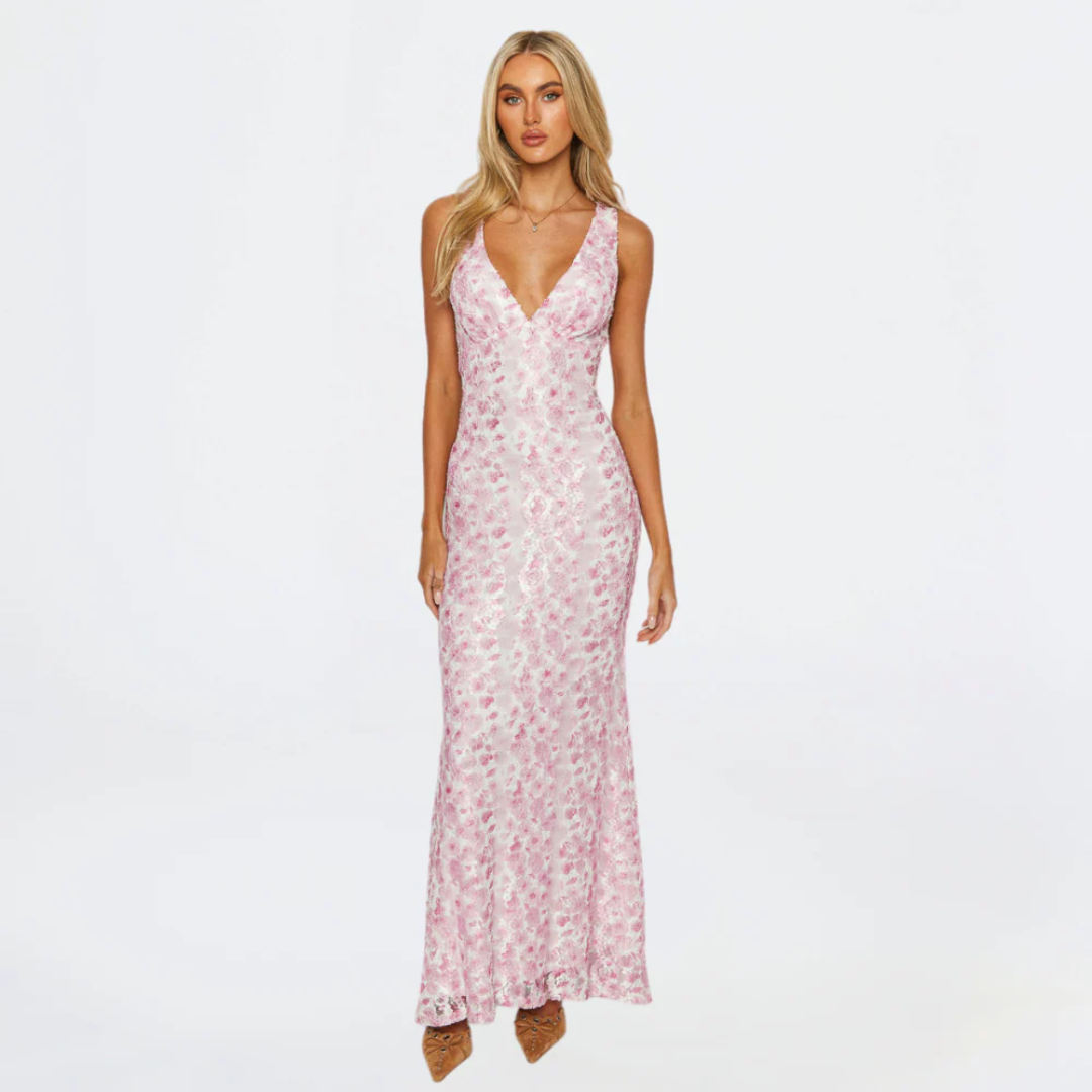 Sigrid | Damen Maxi Kleid Für Hochzeitsgast Mit Blumenmuster