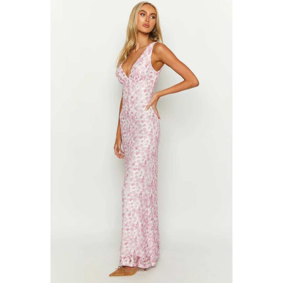 Sigrid | Damen Maxi Kleid Für Hochzeitsgast Mit Blumenmuster