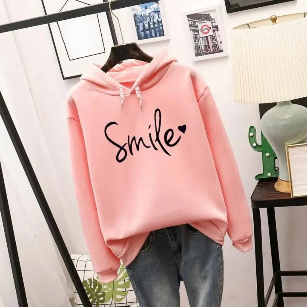 Smile-Love bedruckter Hoodie – Bequemer Freizeit-Pullover