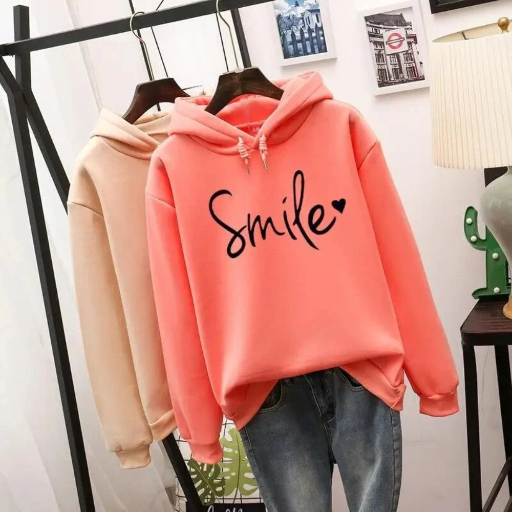 Smile-Love bedruckter Hoodie – Bequemer Freizeit-Pullover