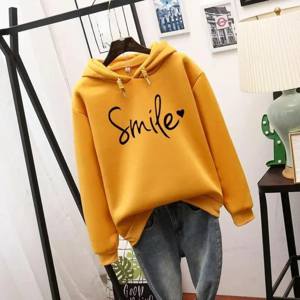 Smile-Love bedruckter Hoodie – Bequemer Freizeit-Pullover
