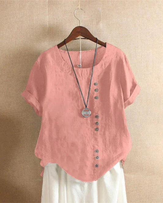 Sommerbluse mit Rundhalsausschnitt und kurzen Ärmeln für Damen
