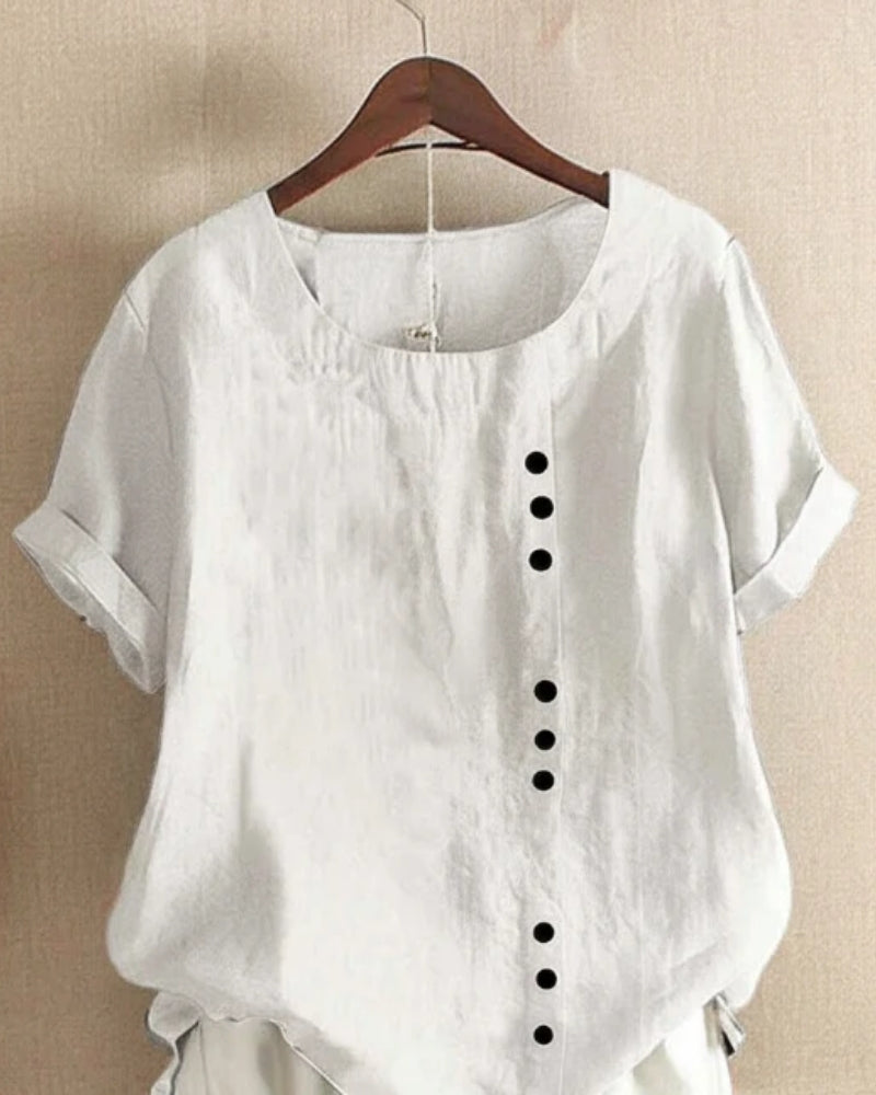 Sommerbluse mit Rundhalsausschnitt und kurzen Ärmeln für Damen