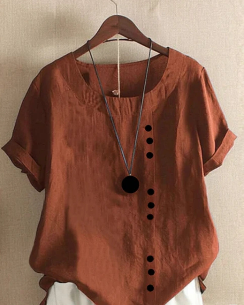 Sommerbluse mit Rundhalsausschnitt und kurzen Ärmeln für Damen