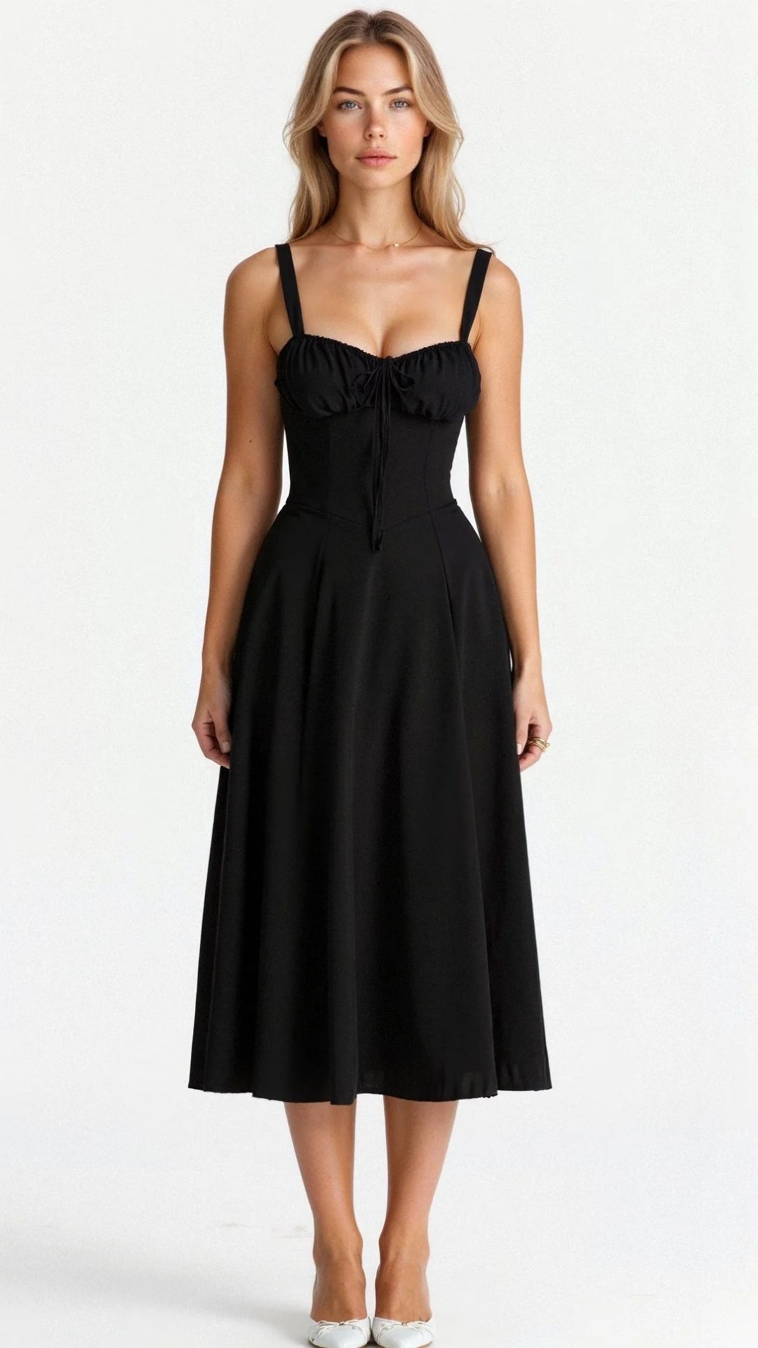 Sommerliches Damen Sommerkleid Midi mit Schlitz | Leichte Silhouette
